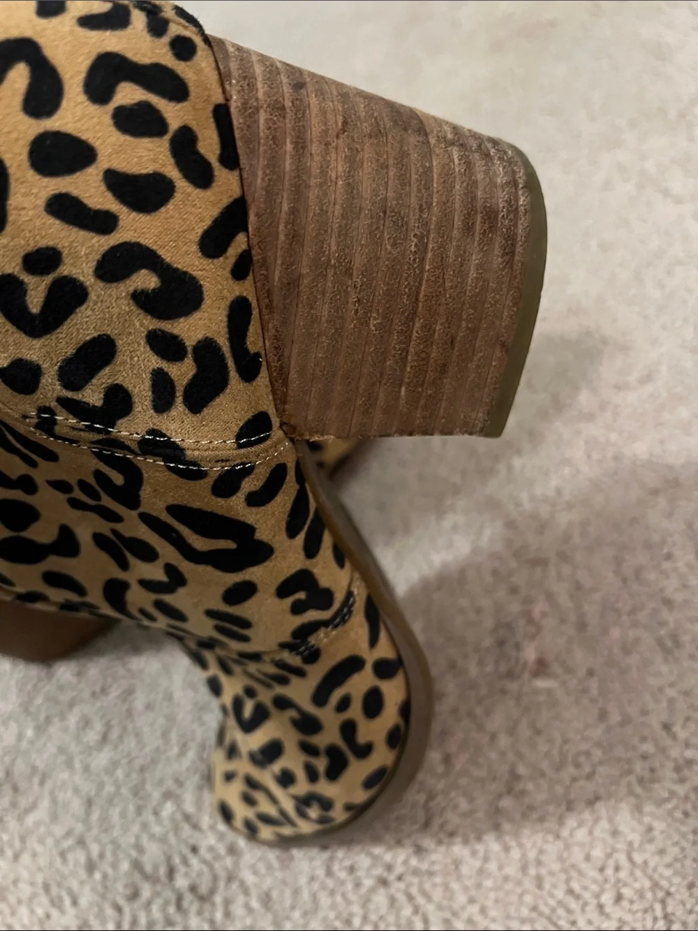 Carlos Santana Leopard Print Ankle Boots - Tan and Black